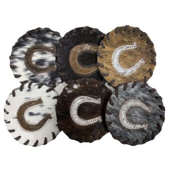 Horseshoe Cowhide Coasters - Sold Individually