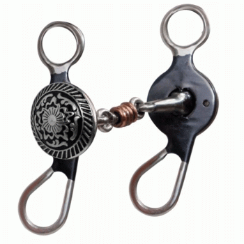 Showman 5" Blued Steel Concho Bit with Ringed Dogbone Mouth