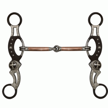 Showman 5" Brown Steel Engraved Snaffle Bit