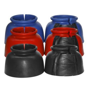 Showman Rubber Bell Boots with Double Velcro Closure