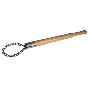 Chain twitch measures 26" long and has a wooden handle