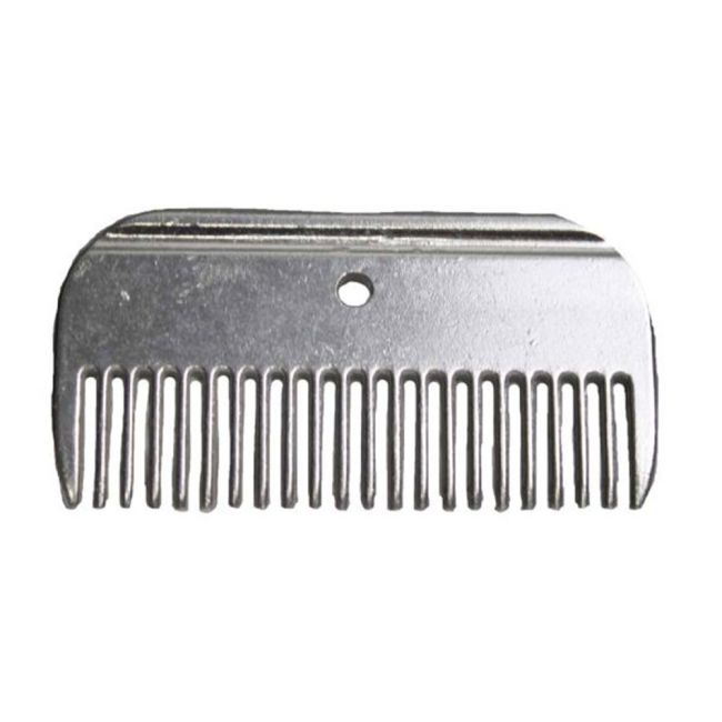 Mane comb. Aluminum mane comb measures 2" wide and 4" long