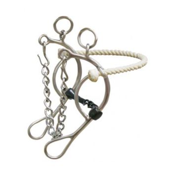 Showman stainless steel rope nose gag bit with 8" cheeks. Blued steel twisted center 5.5" mouth piece