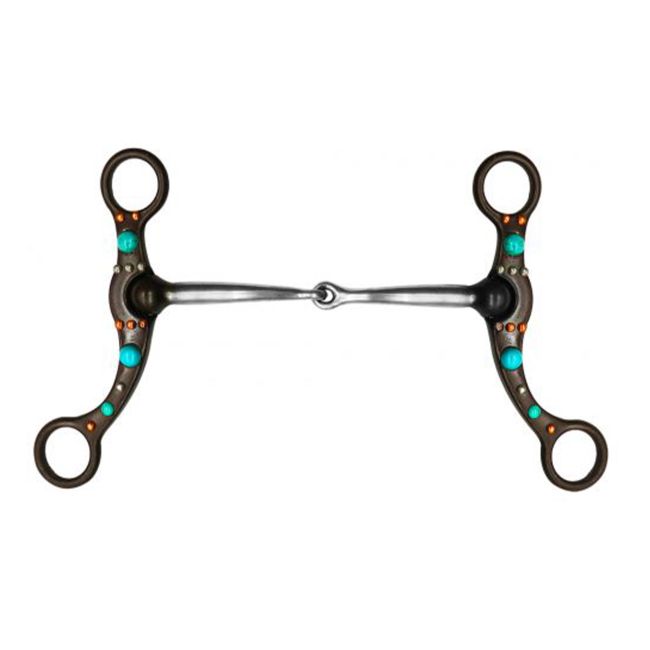 Showman 5.5" Brown steel bit with copper and turquoise studs