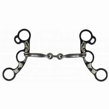 Showman 5.5" dogbone mouth snaffle bit with copper inlays