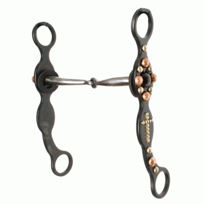 Showman 5.5" Blued Steel Snaffle Bit with Rubber Guards