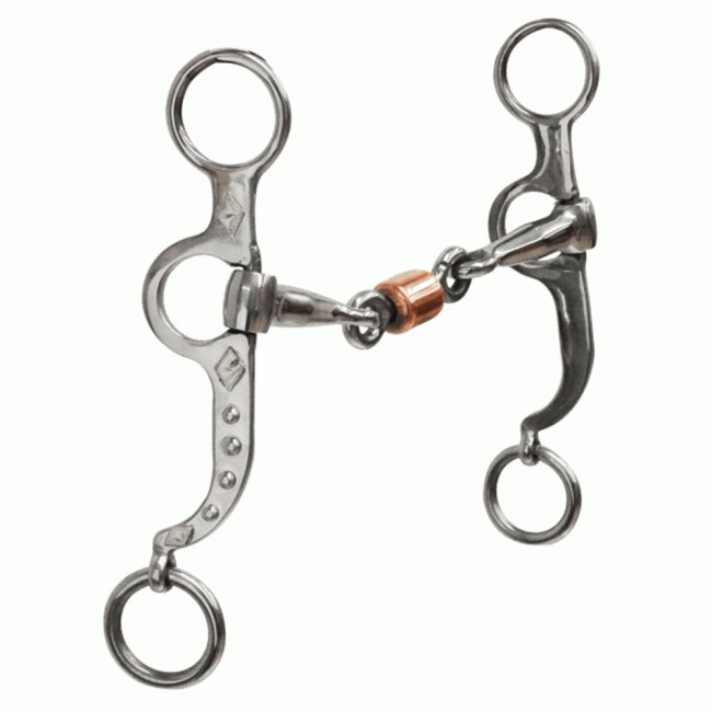 Showman Stainless steel Argentine snaffle bit with copper roller