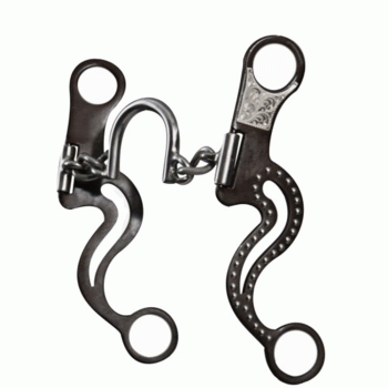 Showman stainless steel chain link round ported bit with brown steel cheeks