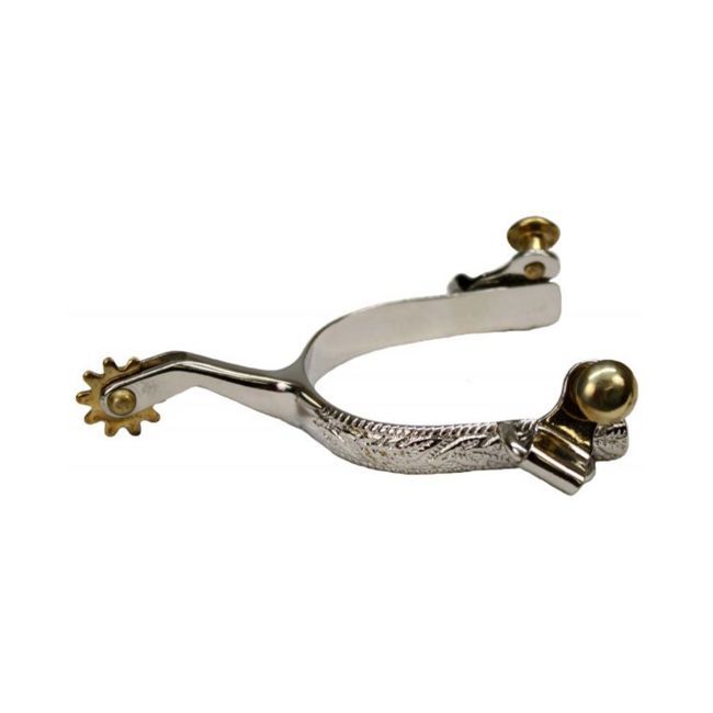 Showman Ladie's Chrome Plated Engraved Spurs with Brass Rowels