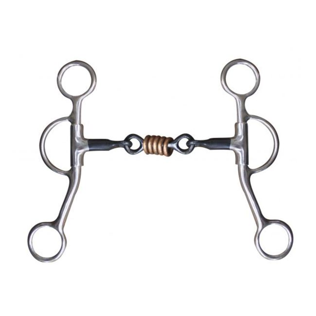 Showman stainless steel 5" dog bone snaffle with rings