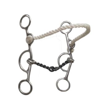 Showman Stainless Steel Combination Bit with Twisted Snaffle and Rope Nose