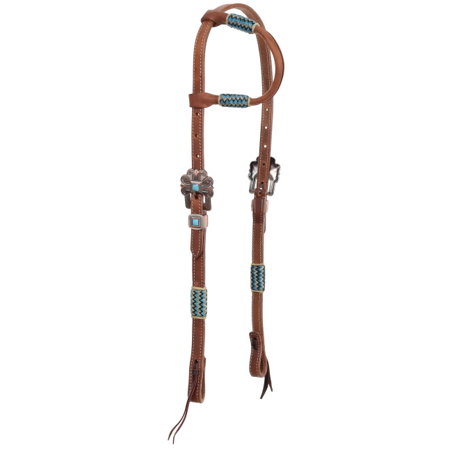 Showman Argentina Cow Leather Cobalt Rawhide One Ear Headstall