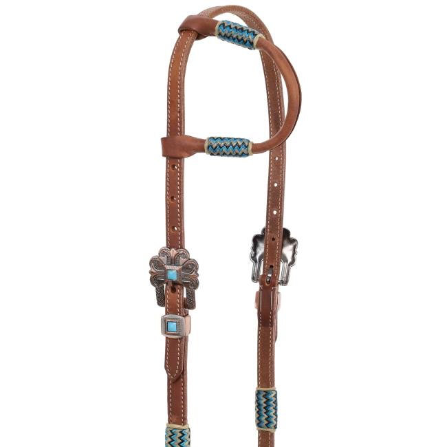 Showman Argentina Cow Leather Cobalt Rawhide One Ear Headstall #2