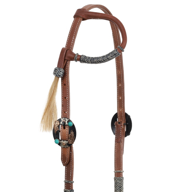 Showman Argentina Cow Leather Smoky Rawhide One Ear Headstall #2