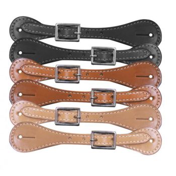 Youth leather spur straps. Easily adjust with nickel plated buckle 6"-8"