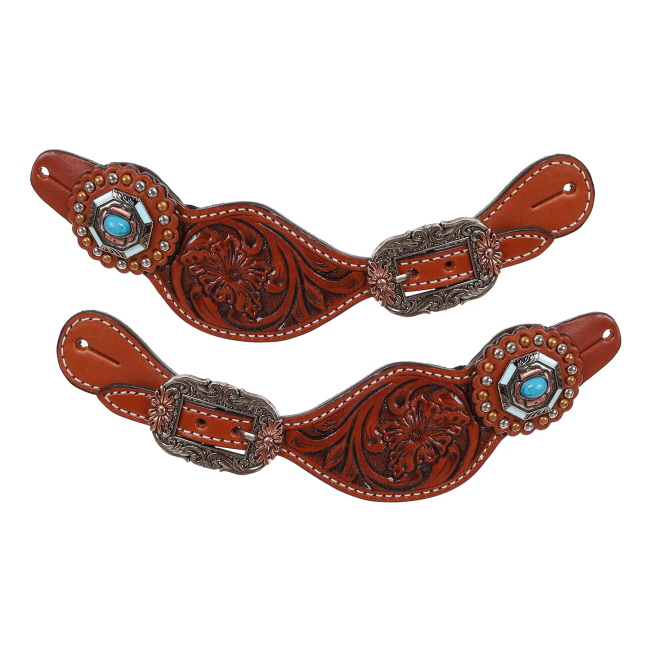 Showman Ladie's Argentina Cow Leather Sapphire Spur Strap