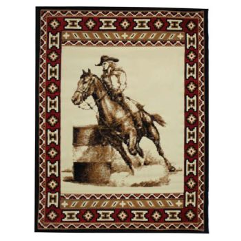 Large Barrel Racer Area Rug. Measures 5' x 6'5"