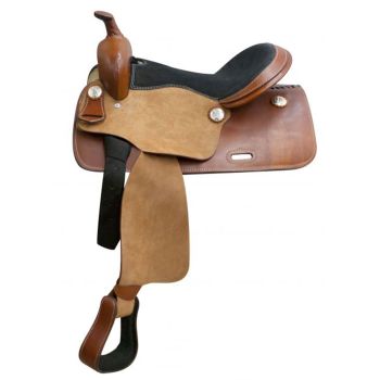 Economy Western Saddle with Roughout Fenders and Jockeys - 16 Inch