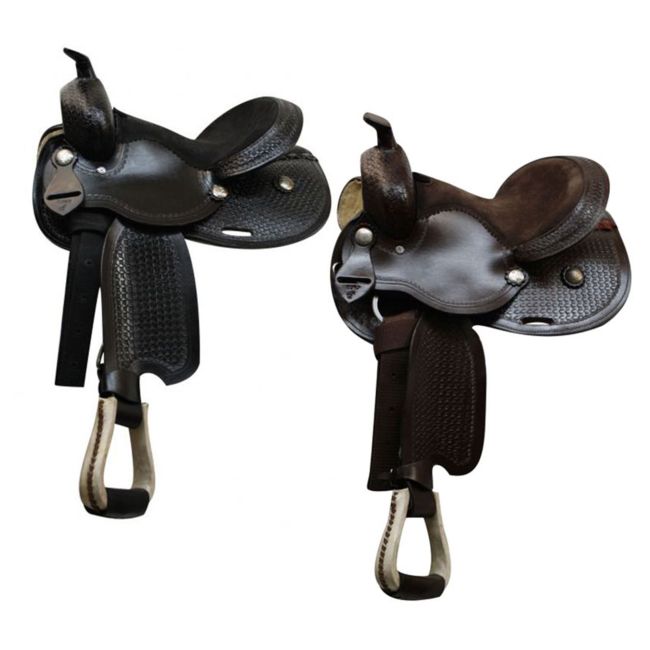 Economy Western Saddle with Basketweave Tooling - 12 Inch