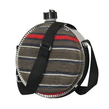 Showman 4 qt leak proof metal bound blanket covered canteen with lid and nylon strap carrier