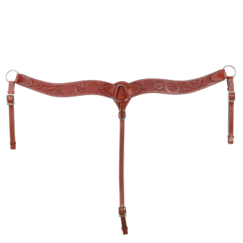 Showman Floral Tooled 2" wide Leather Breast Collar