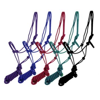 Assorted Nylon Cowboy Knot Rope Halter with Removable 8Ft Lead