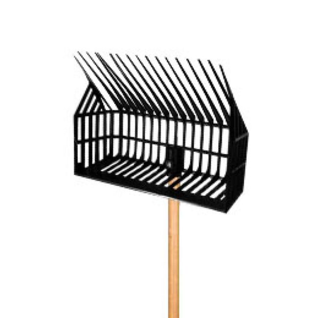 Heavy basket stall fork. Constructed of injected plastic head and wooden handle #2