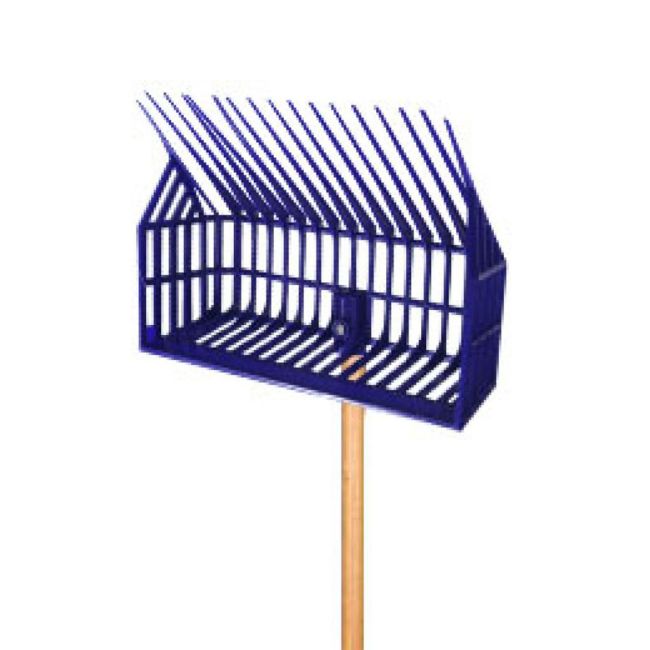 Heavy basket stall fork. Constructed of injected plastic head and wooden handle #3