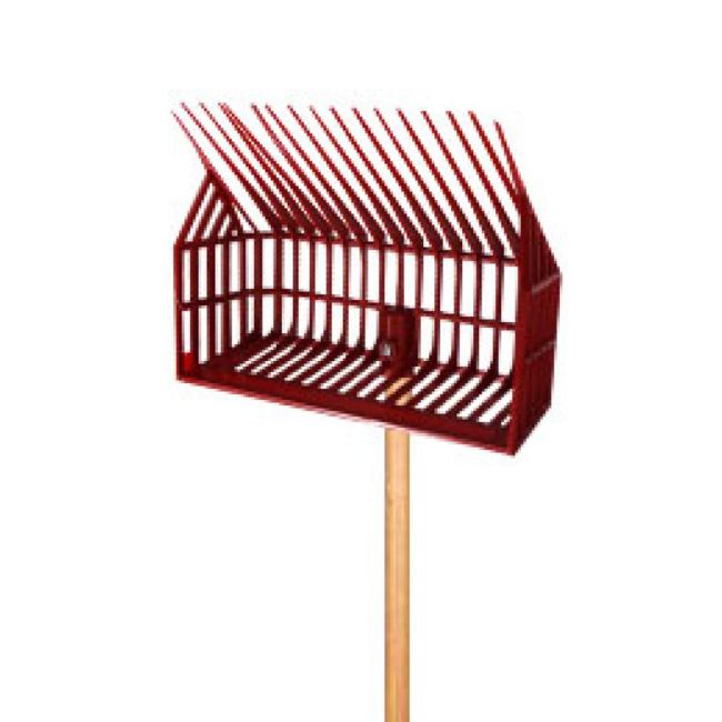 Heavy basket stall fork. Constructed of injected plastic head and wooden handle #4