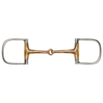 Showman Stainless Steel d-ring style bit with 3" D cheek. Copper 5" broken mouth piece