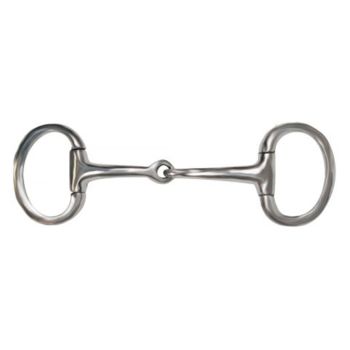 Showman Stainless steel pony snaffle bit with 2.5" ring cheeks. Stainless Steel 3.5" broken mouth piece