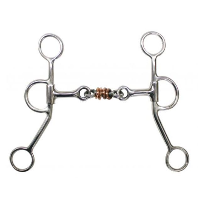 Showman Stainless Steel Dog Bone Snaffle with Copper Rings