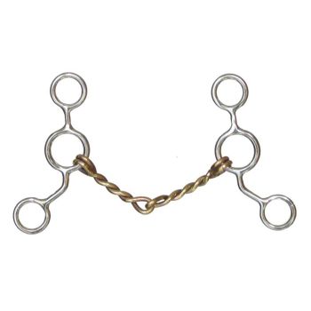 Showman stainless steel JR cow-horse bit. Details: 5" Copper twisted mouth. 5-1/4" cheeks