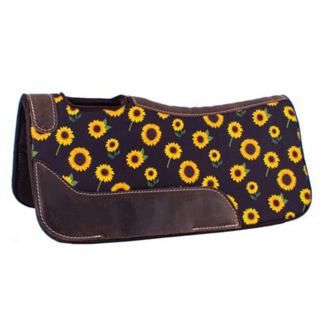 Showman Pony 24" x 24" Brown Felt Saddle Pad with Sunflower Design