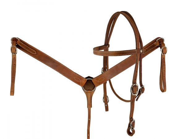 Showman Argentina Cow Leather headstall and breast collar set with reins #3