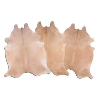 LG/XL Brazilian Beige/Tan cowhide rugs. Measures approx. 42.5-50 square feet