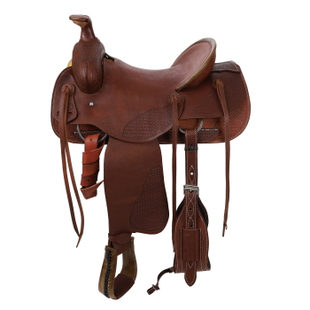 Showman Legacy Series Waffle Tooled Roping Saddle - 16 Inch