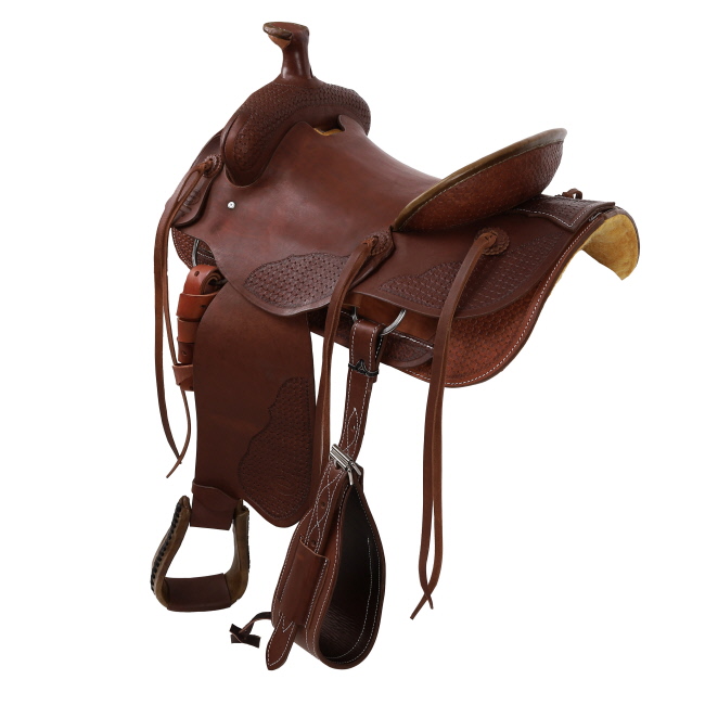 Showman Legacy Series Waffle Tooled Roping Saddle - 16 Inch #2