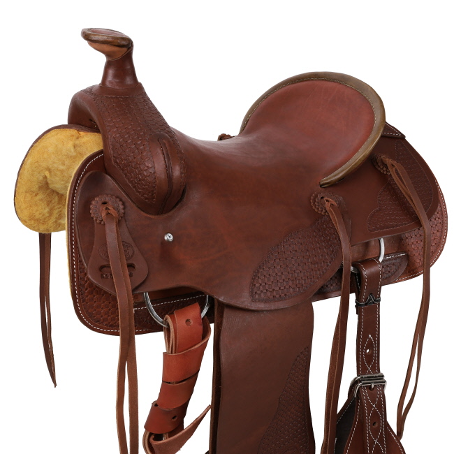 Showman Legacy Series Waffle Tooled Roping Saddle - 16 Inch #3