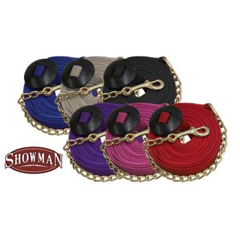 Showman 25' Flat Cotton Web Lunge Line with Brass Chain