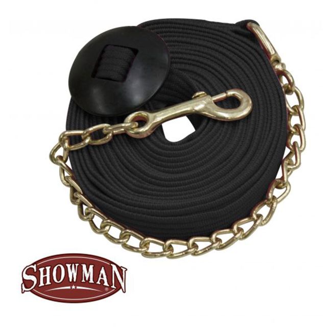 Showman 25' Flat Cotton Web Lunge Line with Brass Chain #2