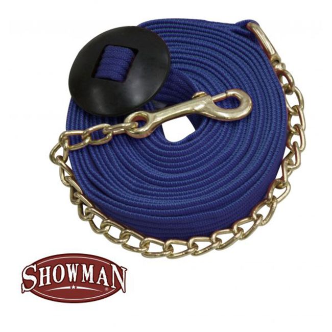 Showman 25' Flat Cotton Web Lunge Line with Brass Chain #3