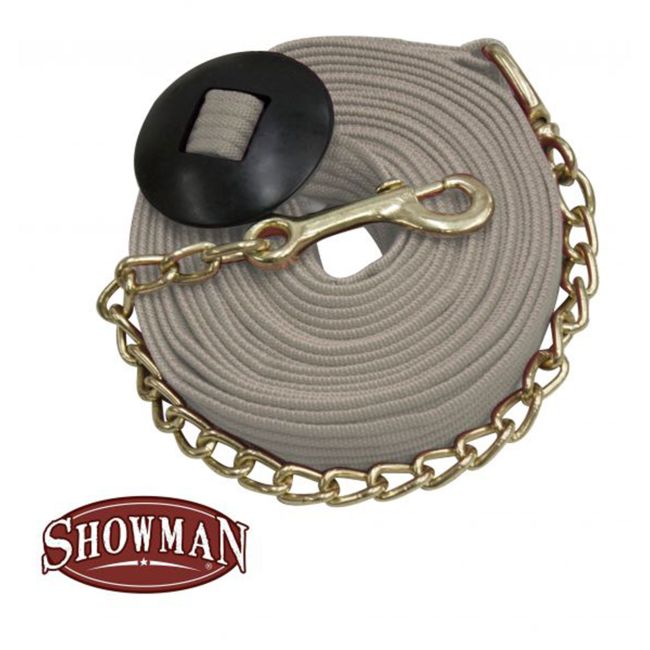 Showman 25' Flat Cotton Web Lunge Line with Brass Chain #4