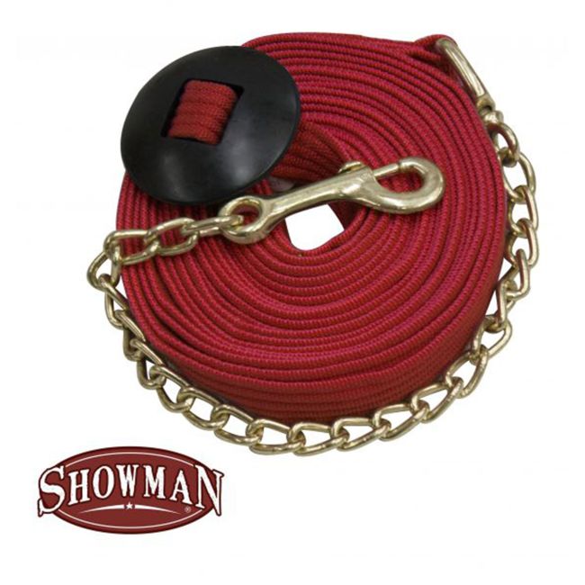 Showman 25' Flat Cotton Web Lunge Line with Brass Chain #7