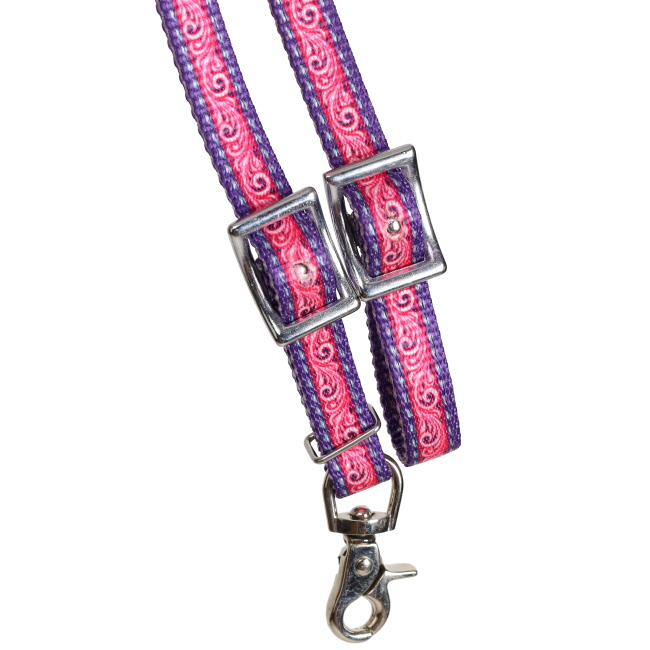 Pink & Purple Filigree Rolled Nylon Contest Reins #2