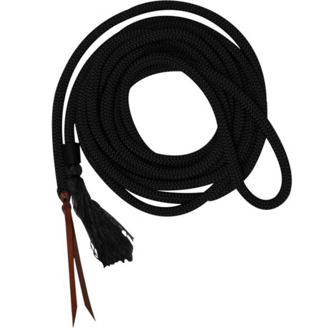 23' round nylon braided mecate reins with leather ends #2