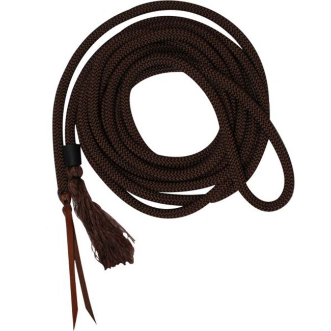 23' round nylon braided mecate reins with leather ends #3