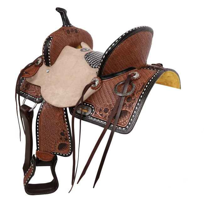 Double T Floral Weaves Barrel Style Saddle - 13 Inch #2