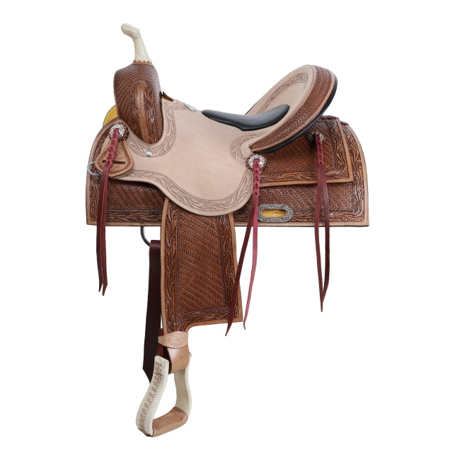 Double T Amber Gold Barrel Style Saddle - 15 Inch