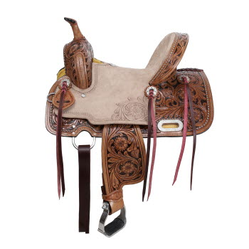 Double T Cactus Lily Barrel Style Saddle - 12 Inch